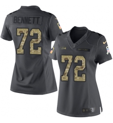 Women's Nike Seattle Seahawks #72 Michael Bennett Limited Black 2016 Salute to Service NFL Jersey