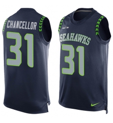 Men's Nike Seattle Seahawks #31 Kam Chancellor Limited Steel Blue Player Name & Number Tank Top NFL Jersey