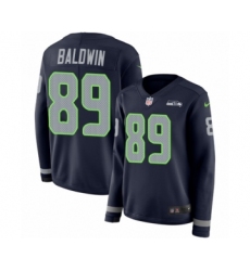 Women's Nike Seattle Seahawks #89 Doug Baldwin Limited Navy Blue Therma Long Sleeve NFL Jersey