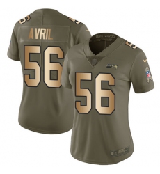 Women's Nike Seattle Seahawks #56 Cliff Avril Limited Olive/Gold 2017 Salute to Service NFL Jersey