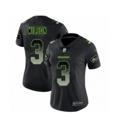 Women's Seattle Seahawks #3 Russell Wilson Limited Black Smoke Fashion Football Jersey