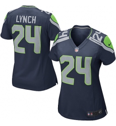 Women's Nike Seattle Seahawks #24 Marshawn Lynch Game Steel Blue Team Color NFL Jersey
