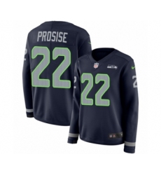 Women's Nike Seattle Seahawks #22 C. J. Prosise Limited Navy Blue Therma Long Sleeve NFL Jersey