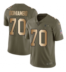 Men's Nike Seattle Seahawks #70 Rees Odhiambo Limited Olive/Gold 2017 Salute to Service NFL Jersey