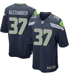 Men's Nike Seattle Seahawks #37 Shaun Alexander Game Steel Blue Team Color NFL Jersey