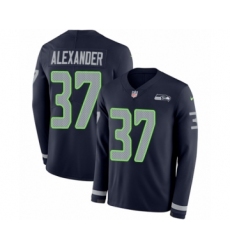 Men's Nike Seattle Seahawks #37 Shaun Alexander Limited Navy Blue Therma Long Sleeve NFL Jersey