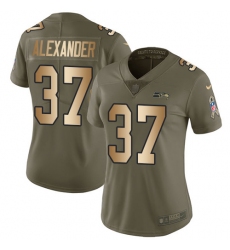 Women's Nike Seattle Seahawks #37 Shaun Alexander Limited Olive/Gold 2017 Salute to Service NFL Jersey