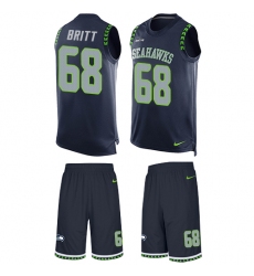 Men's Nike Seattle Seahawks #68 Justin Britt Limited Steel Blue Tank Top Suit NFL Jersey