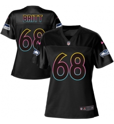 Women's Nike Seattle Seahawks #68 Justin Britt Game Black Team Color NFL Jersey