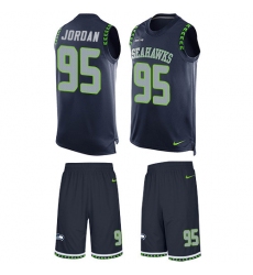 Men's Nike Seattle Seahawks #95 Dion Jordan Limited Steel Blue Tank Top Suit NFL Jersey