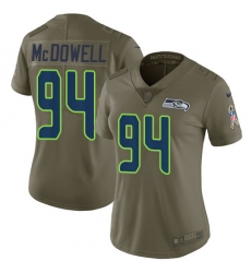 Women's Nike Seattle Seahawks #94 Malik McDowell Limited Olive 2017 Salute to Service NFL Jersey