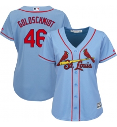 Women's St. Louis Cardinals #46 Paul Goldschmidt Majestic Horizon Blue Cool Base Player Jersey