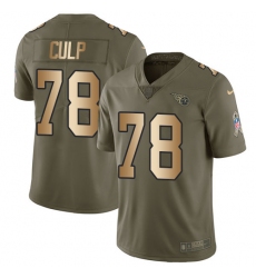 Men's Nike Tennessee Titans #78 Curley Culp Limited Olive/Gold 2017 Salute to Service NFL Jersey