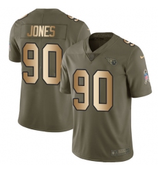 Men's Nike Tennessee Titans #90 DaQuan Jones Limited Olive/Gold 2017 Salute to Service NFL Jersey