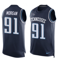 Men's Nike Tennessee Titans #91 Derrick Morgan Limited Navy Blue Player Name & Number Tank Top NFL Jersey