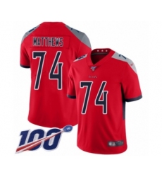 Men's Tennessee Titans #74 Bruce Matthews Limited Red Inverted Legend 100th Season Football Jersey