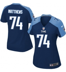 Women's Nike Tennessee Titans #74 Bruce Matthews Game Navy Blue Alternate NFL Jersey