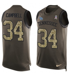 Men's Nike Tennessee Titans #34 Earl Campbell Limited Green Salute to Service Tank Top NFL Jersey