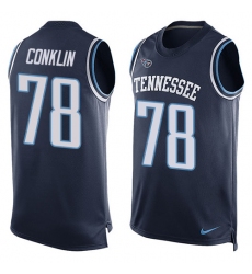 Men's Nike Tennessee Titans #78 Jack Conklin Limited Navy Blue Player Name & Number Tank Top NFL Jersey