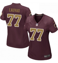 Women's Nike Washington Redskins #77 Shawn Lauvao Game Burgundy Red/Gold Number Alternate 80TH Anniversary NFL Jersey