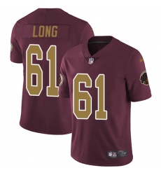 Youth Nike Washington Redskins #61 Spencer Long Burgundy Red/Gold Number Alternate 80TH Anniversary Vapor Untouchable Limited Player NFL Jersey