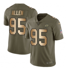 Men's Nike Washington Redskins #95 Jonathan Allen Limited Olive/Gold 2017 Salute to Service NFL Jersey