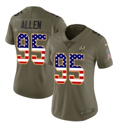 Women's Nike Washington Redskins #95 Jonathan Allen Limited Olive/USA Flag 2017 Salute to Service NFL Jersey