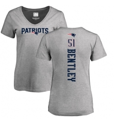 NFL Women's Nike New England Patriots #51 Ja'Whaun Bentley Ash Backer V-Neck T-Shirt