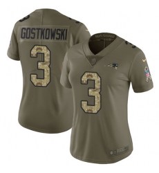 Women's Nike New England Patriots #3 Stephen Gostkowski Limited Olive/Camo 2017 Salute to Service NFL Jersey
