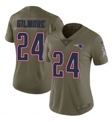 Women's Nike New England Patriots #24 Stephon Gilmore Limited Olive 2017 Salute to Service NFL Jersey
