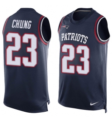 Men's Nike New England Patriots #23 Patrick Chung Limited Navy Blue Player Name & Number Tank Top NFL Jersey