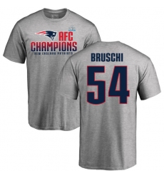Nike New England Patriots #54 Tedy Bruschi Heather Gray 2017 AFC Champions V-Neck T-Shirt