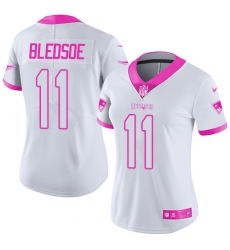 Women's Nike New England Patriots #11 Drew Bledsoe Limited White/Pink Rush Fashion NFL Jersey
