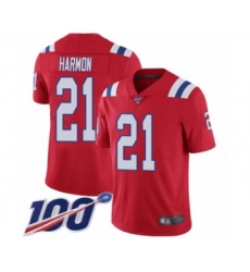 Men's New England Patriots #21 Duron Harmon Red Alternate Vapor Untouchable Limited Player 100th Season Football Jersey