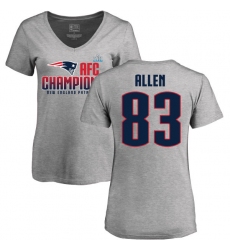 Women's Nike New England Patriots #83 Dwayne Allen Heather Gray 2017 AFC Champions V-Neck T-Shirt
