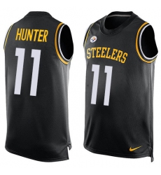Men's Nike Pittsburgh Steelers #11 Justin Hunter Limited Black Player Name & Number Tank Top NFL Jersey