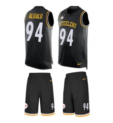 Men's Nike Pittsburgh Steelers #94 Tyson Alualu Limited Black Tank Top Suit NFL Jersey
