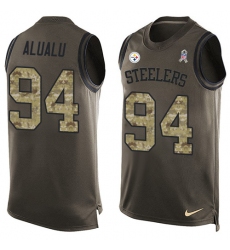 Men's Nike Pittsburgh Steelers #94 Tyson Alualu Limited Green Salute to Service Tank Top NFL Jersey