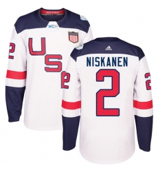 Youth Adidas Team USA #2 Matt Niskanen Authentic White Home 2016 World Cup Ice Hockey Jersey