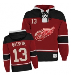 Youth Old Time Hockey Detroit Red Wings #13 Pavel Datsyuk Authentic Red Sawyer Hooded Sweatshirt NHL Jersey