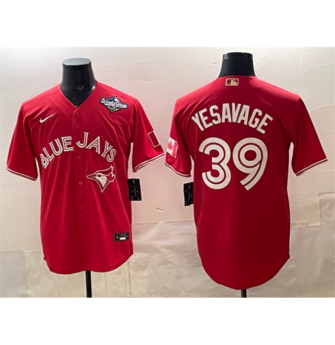 Men's Toronto Blue Jays #39 Trey Yesavage Red 2025 World Series Cool Base Stitched Baseball Jersey