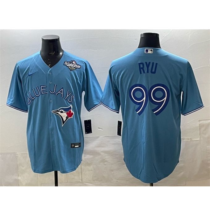 Men's Toronto Blue Jays #99 Hyun-jin Ryu Blue 2025 World Series Cool Base Stitched Baseball Jersey