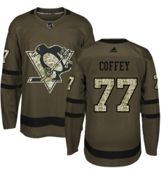 Youth Reebok Pittsburgh Penguins #77 Paul Coffey Authentic Green Salute to Service NHL Jersey
