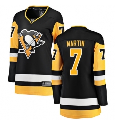 Women's Pittsburgh Penguins #7 Paul Martin Fanatics Branded Black Home Breakaway NHL Jersey