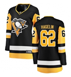Women's Pittsburgh Penguins #62 Carl Hagelin Fanatics Branded Black Home Breakaway NHL Jersey