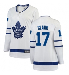 Women's Toronto Maple Leafs #17 Wendel Clark Authentic White Away Fanatics Branded Breakaway NHL Jersey