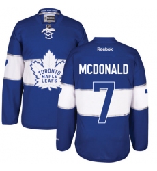 Men's Reebok Toronto Maple Leafs #7 Lanny McDonald Premier Royal Blue 2017 Centennial Classic NHL Jersey