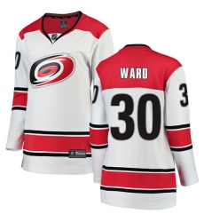 Women's Carolina Hurricanes #30 Cam Ward Authentic White Away Fanatics Branded Breakaway NHL Jersey