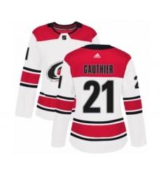 Women's Adidas Carolina Hurricanes #21 Julien Gauthier Authentic White Away NHL Jersey