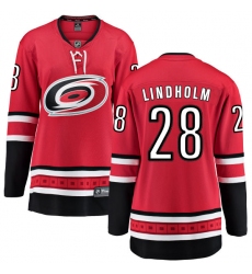 Women's Carolina Hurricanes #28 Elias Lindholm Fanatics Branded Red Home Breakaway NHL Jersey